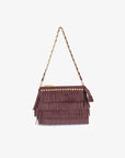 VASSEL FRINGE CLUTCH FAUX SUEDE BERRY - REMI/REID