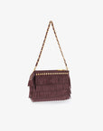 VASSEL FRINGE CLUTCH FAUX SUEDE BERRY - REMI/REID