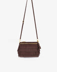 VASSEL FRINGE CLUTCH FAUX SUEDE CHOCOLATE - REMI/REID