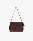 VASSEL FRINGE CLUTCH FAUX SUEDE CHOCOLATE - REMI/REID