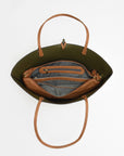 DEPARTURE TOTE LINEN TEXTURE CAMEL/OLIVE