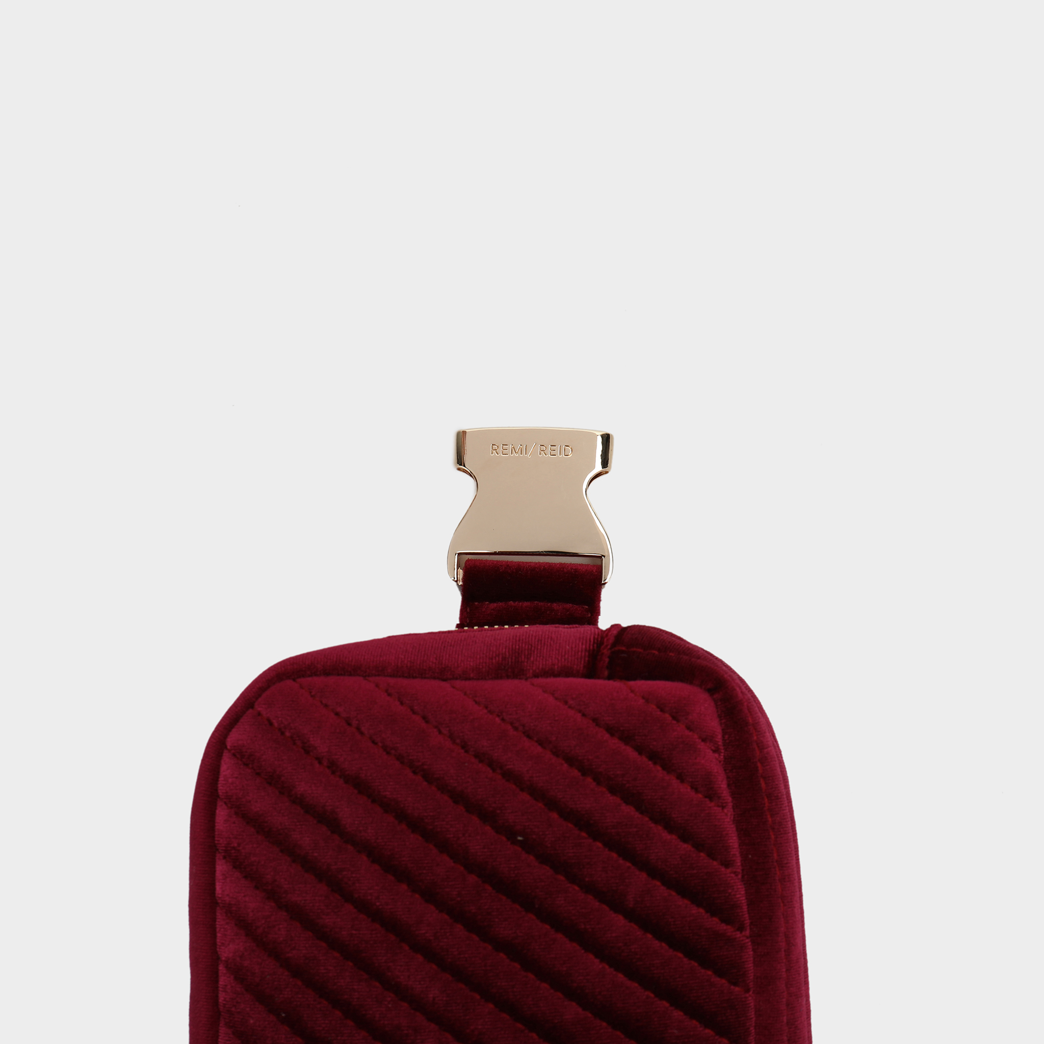 AERIN VELVET QUILTED BELT BAG BERRY