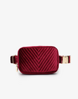 AERIN VELVET QUILTED BELT BAG BERRY