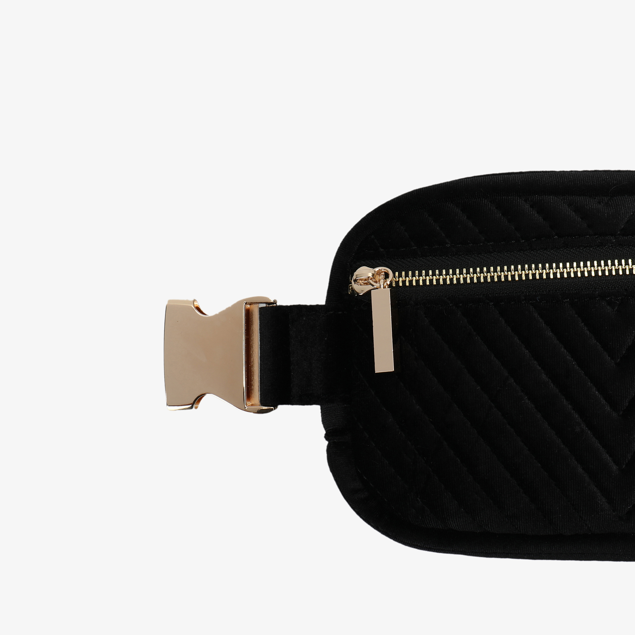 AERIN VELVET QUILTED BELT BAG BLACK REMI REID