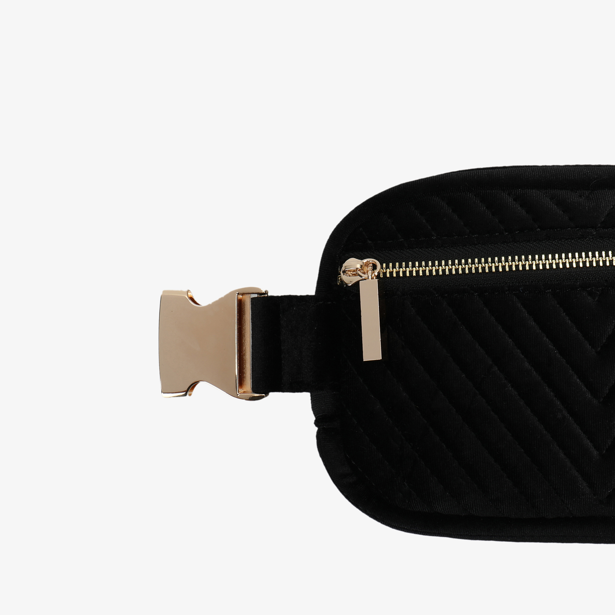 AERIN VELVET QUILTED BELT BAG BLACK