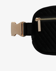 AERIN VELVET QUILTED BELT BAG BLACK