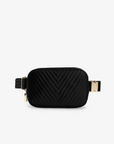 AERIN VELVET QUILTED BELT BAG BLACK