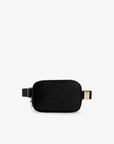 AERIN VELVET QUILTED BELT BAG BLACK