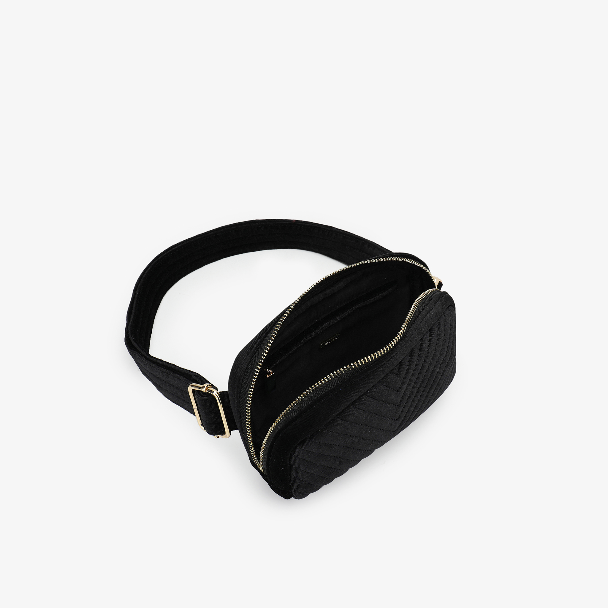 AERIN VELVET QUILTED BELT BAG BLACK