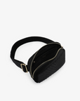 AERIN VELVET QUILTED BELT BAG BLACK