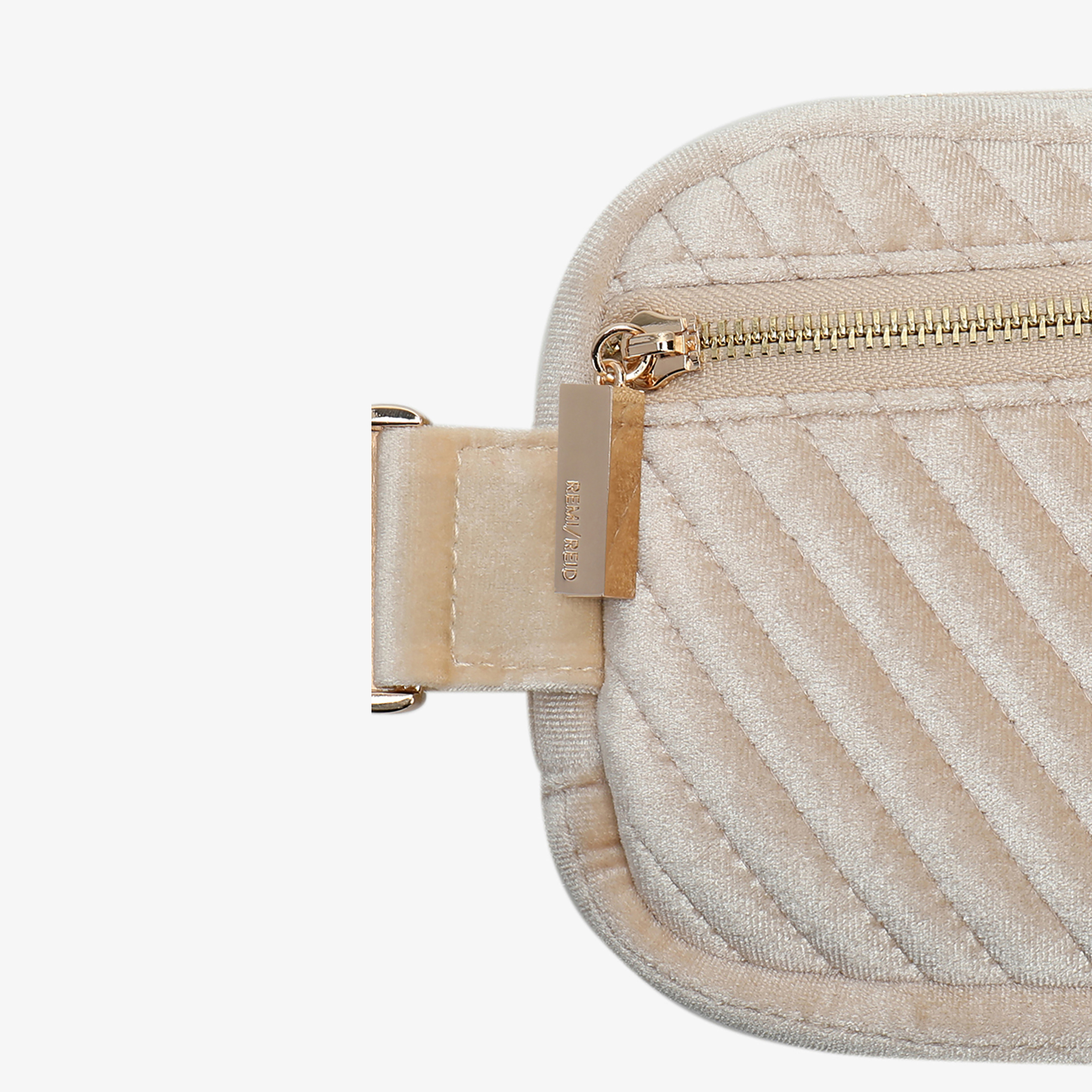 AERIN VELVET QUILTED BELT BAG CREAM