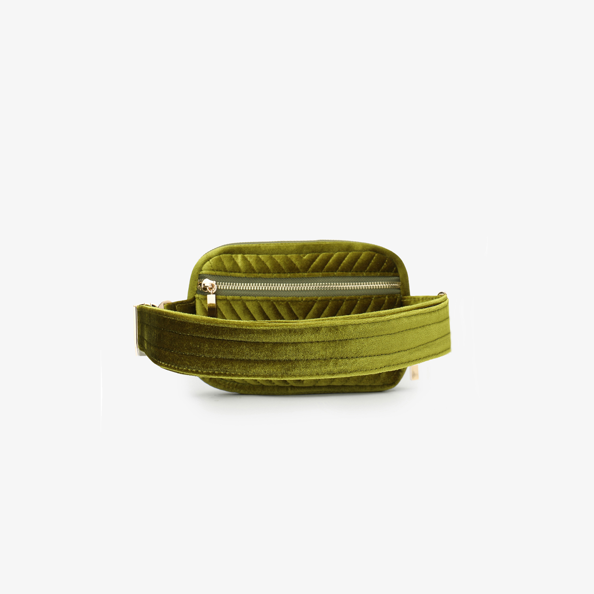 AERIN VELVET QUILTED BELT BAG DARK CHARTREUSE