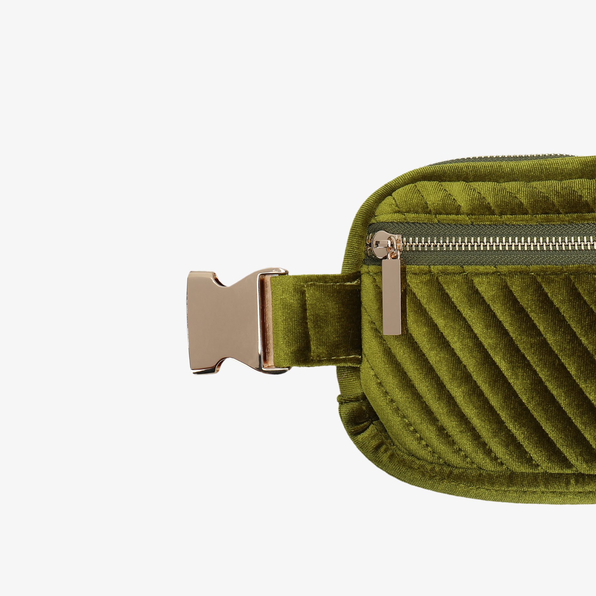 AERIN VELVET QUILTED BELT BAG DARK CHARTREUSE