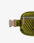 AERIN VELVET QUILTED BELT BAG DARK CHARTREUSE