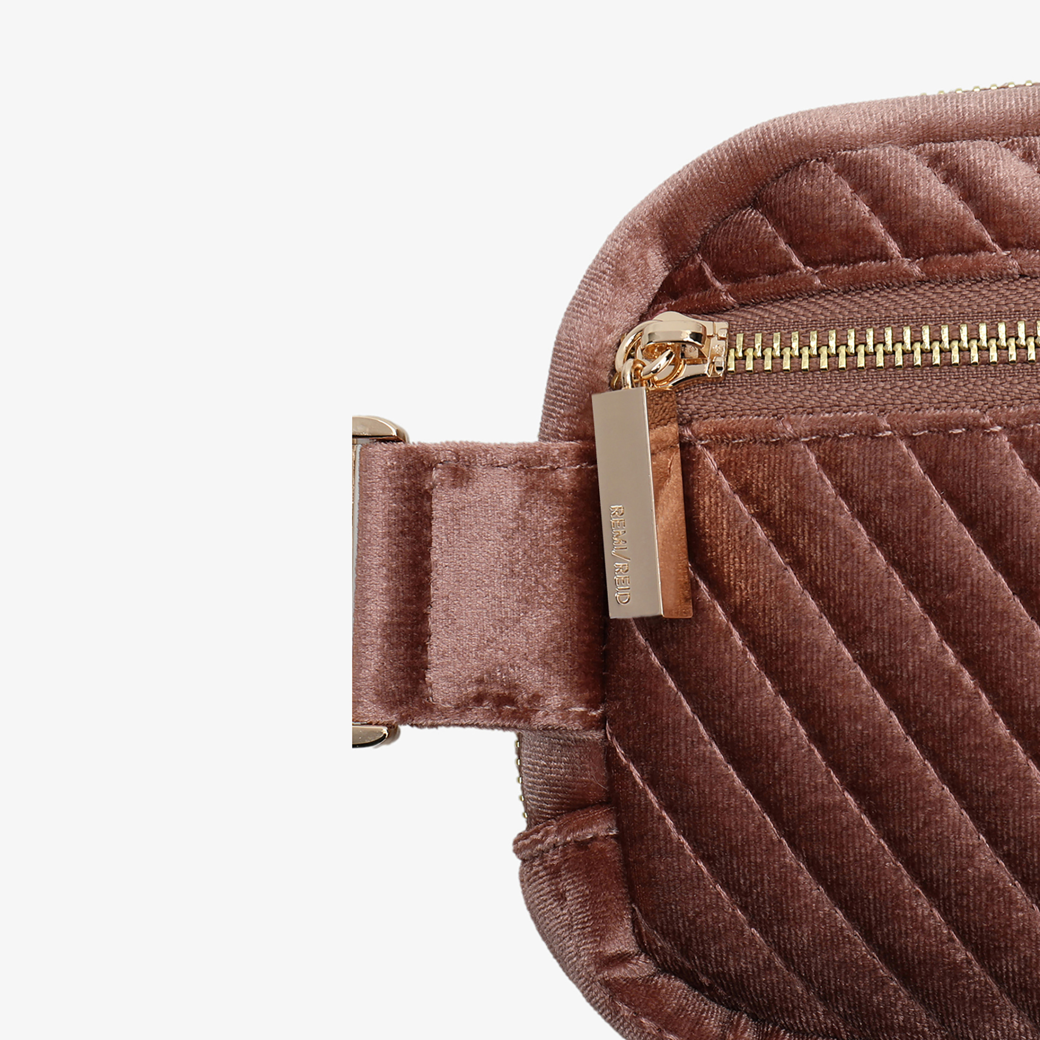 AERIN VELVET QUILTED BELT BAG DARK ROSE