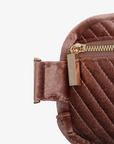 AERIN VELVET QUILTED BELT BAG DARK ROSE