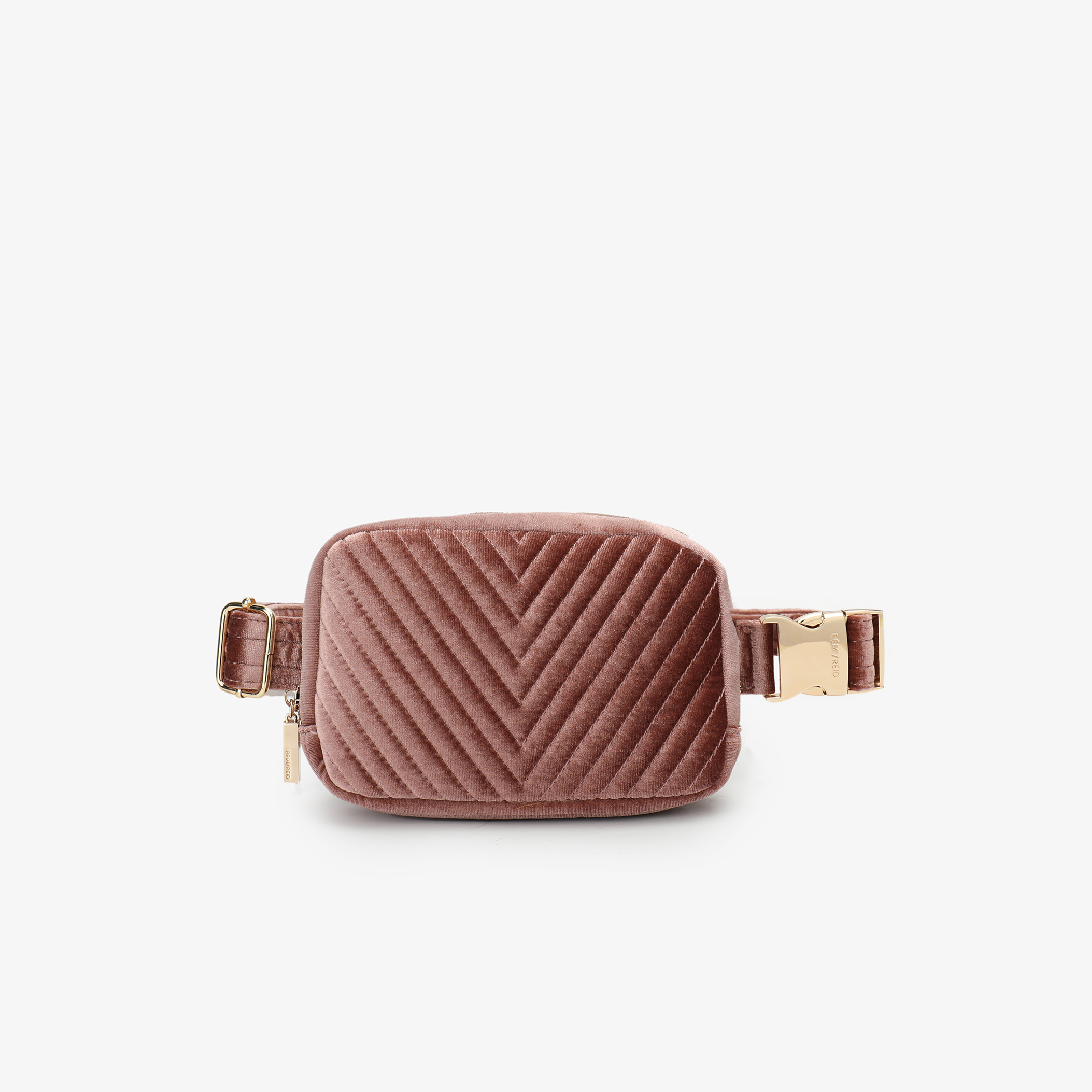 AERIN VELVET QUILTED BELT BAG DARK ROSE