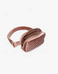 AERIN VELVET QUILTED BELT BAG DARK ROSE