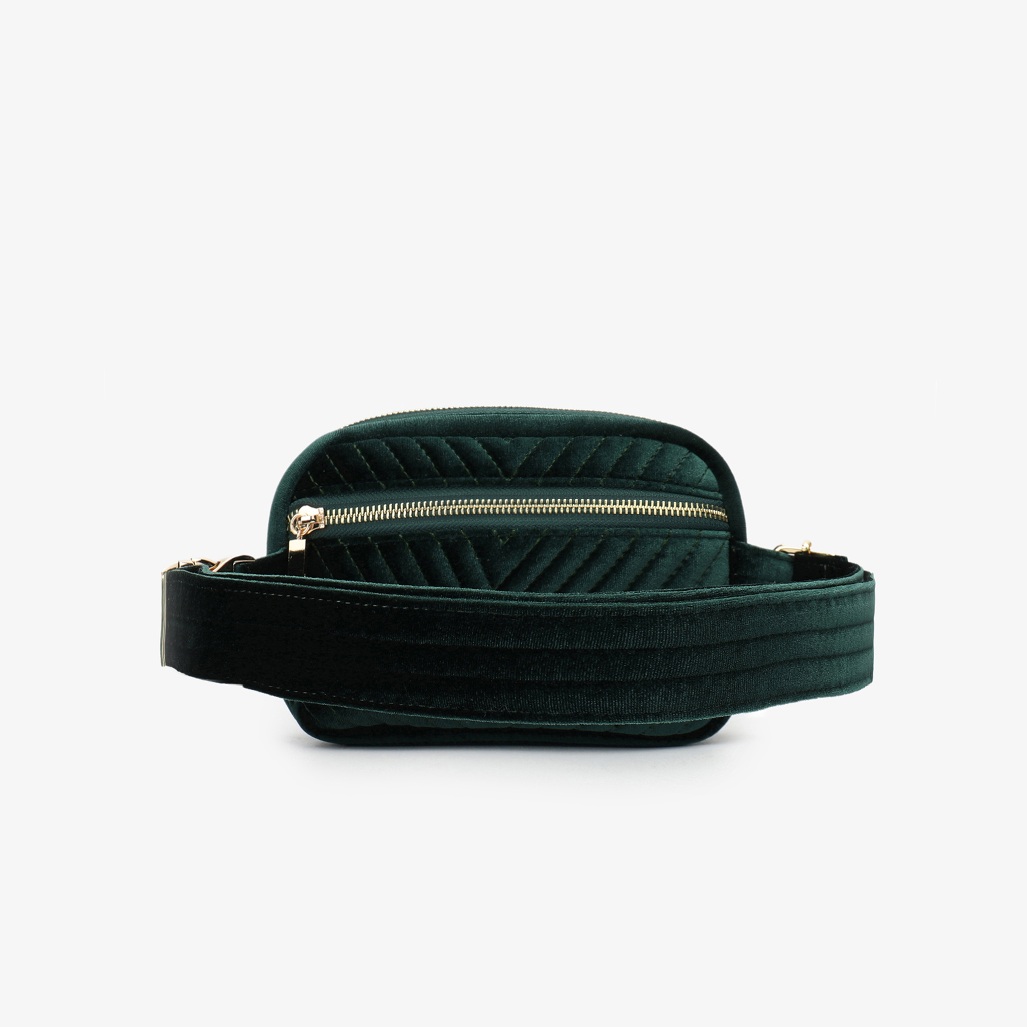 AERIN VELVET QUILTED BELT BAG EMERALD