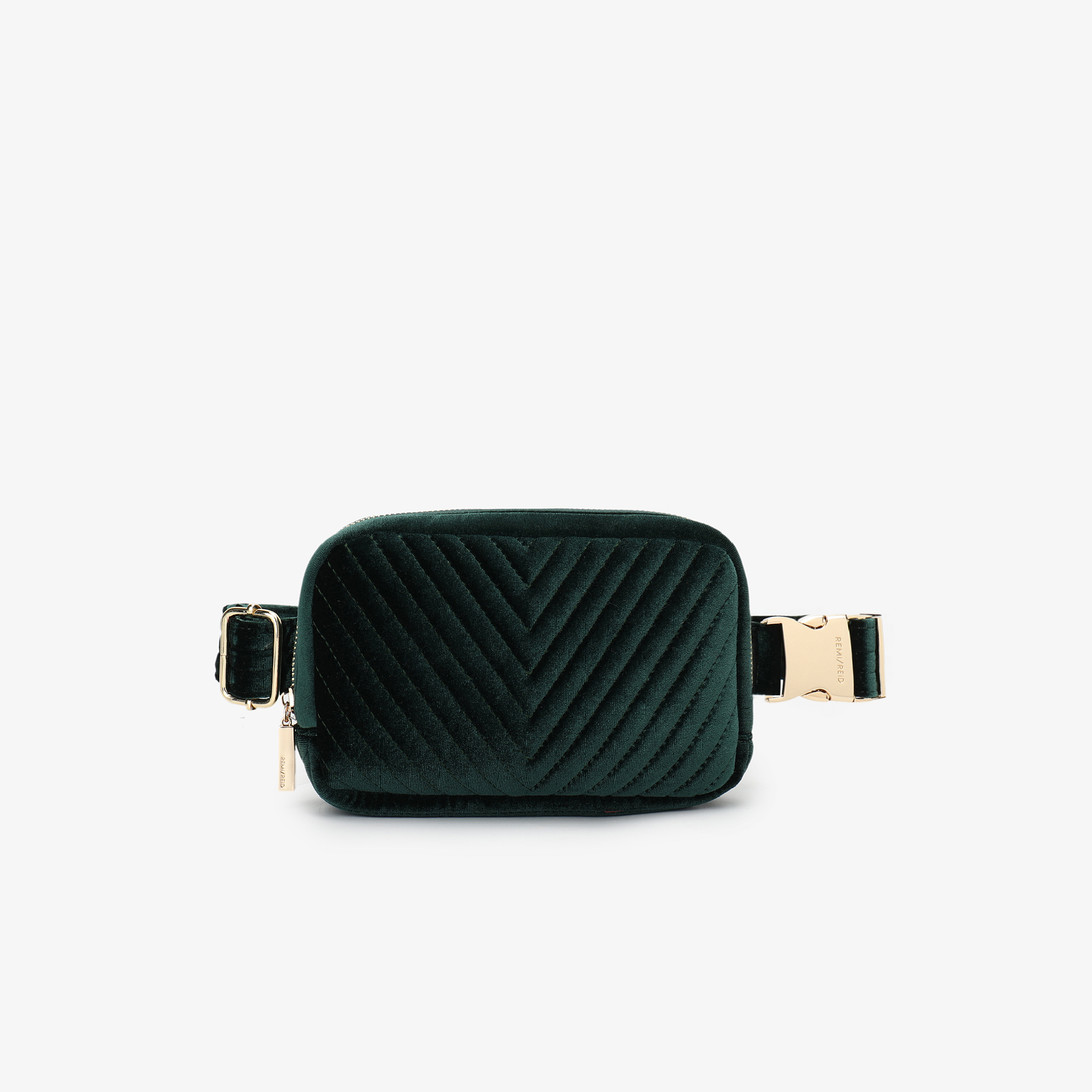 AERIN VELVET QUILTED BELT BAG EMERALD