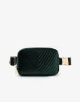 AERIN VELVET QUILTED BELT BAG EMERALD