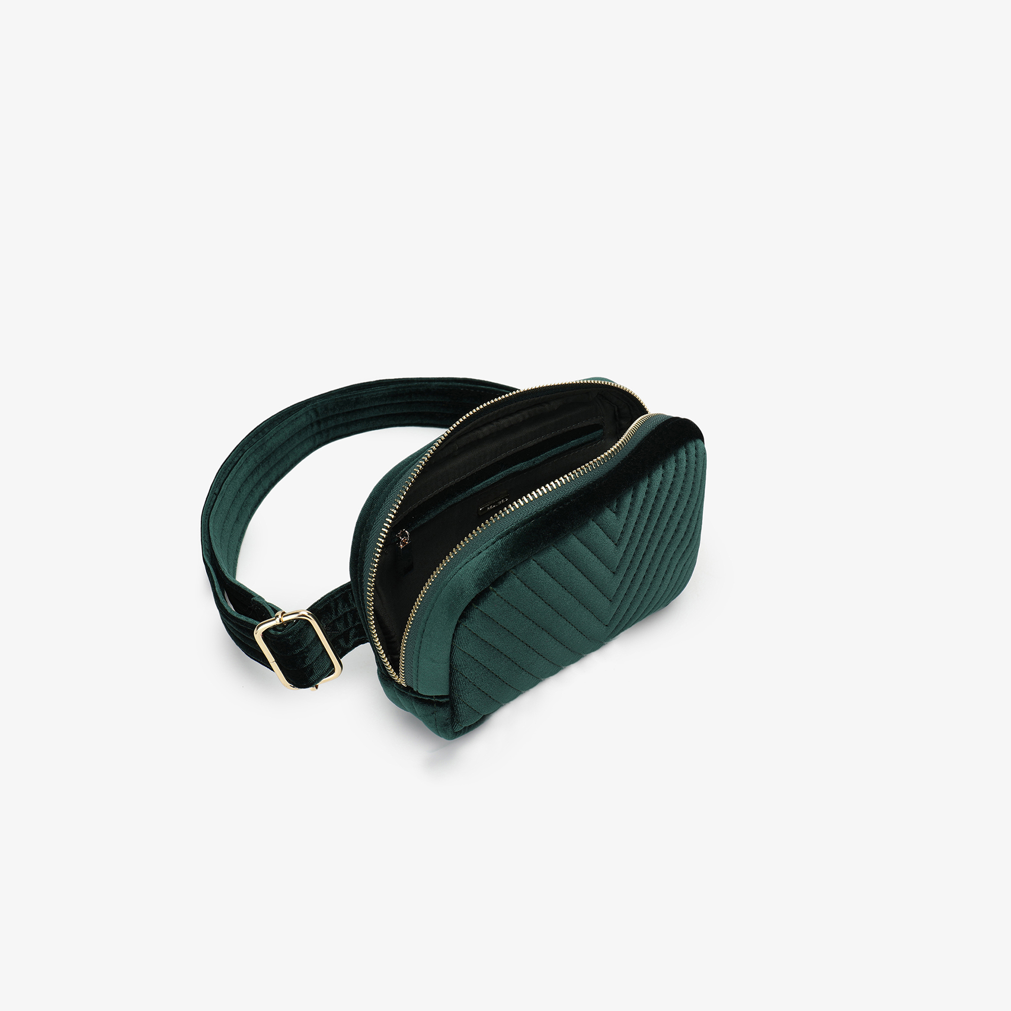 AERIN VELVET QUILTED BELT BAG EMERALD