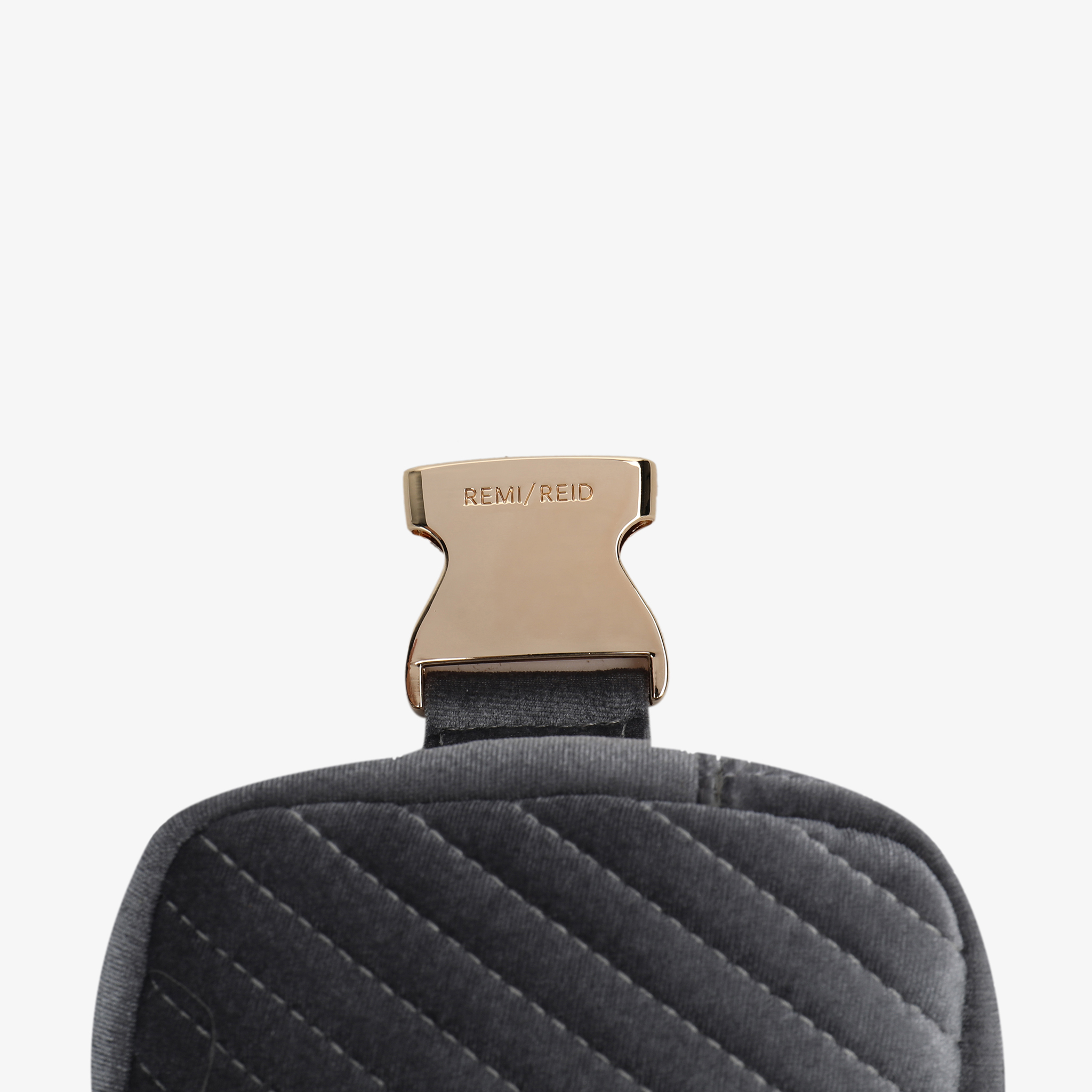 AERIN VELVET QUILTED BELT BAG GREY