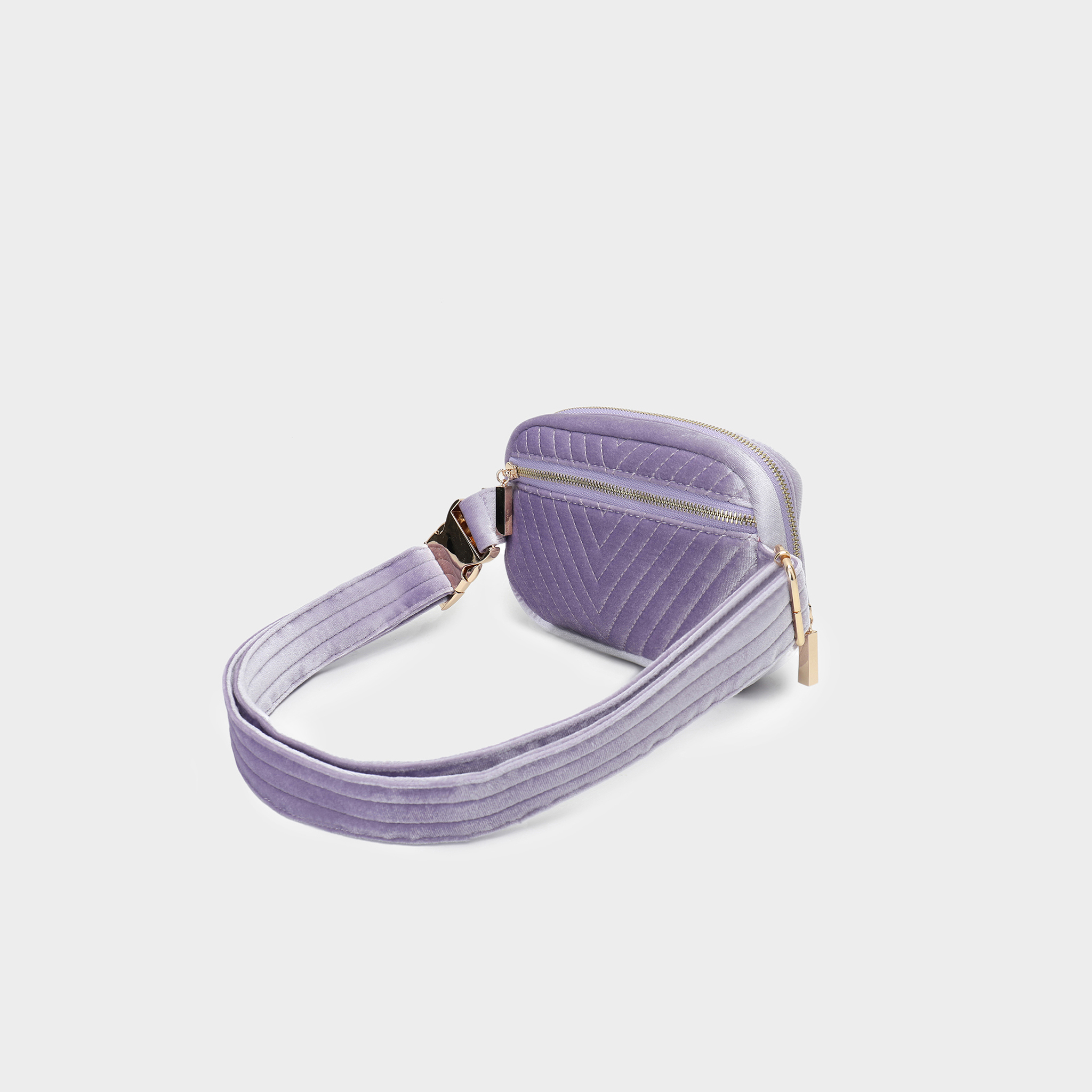 AERIN VELVET QUILTED BELT BAG LAVENDER