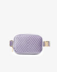 AERIN VELVET QUILTED BELT BAG LAVENDER