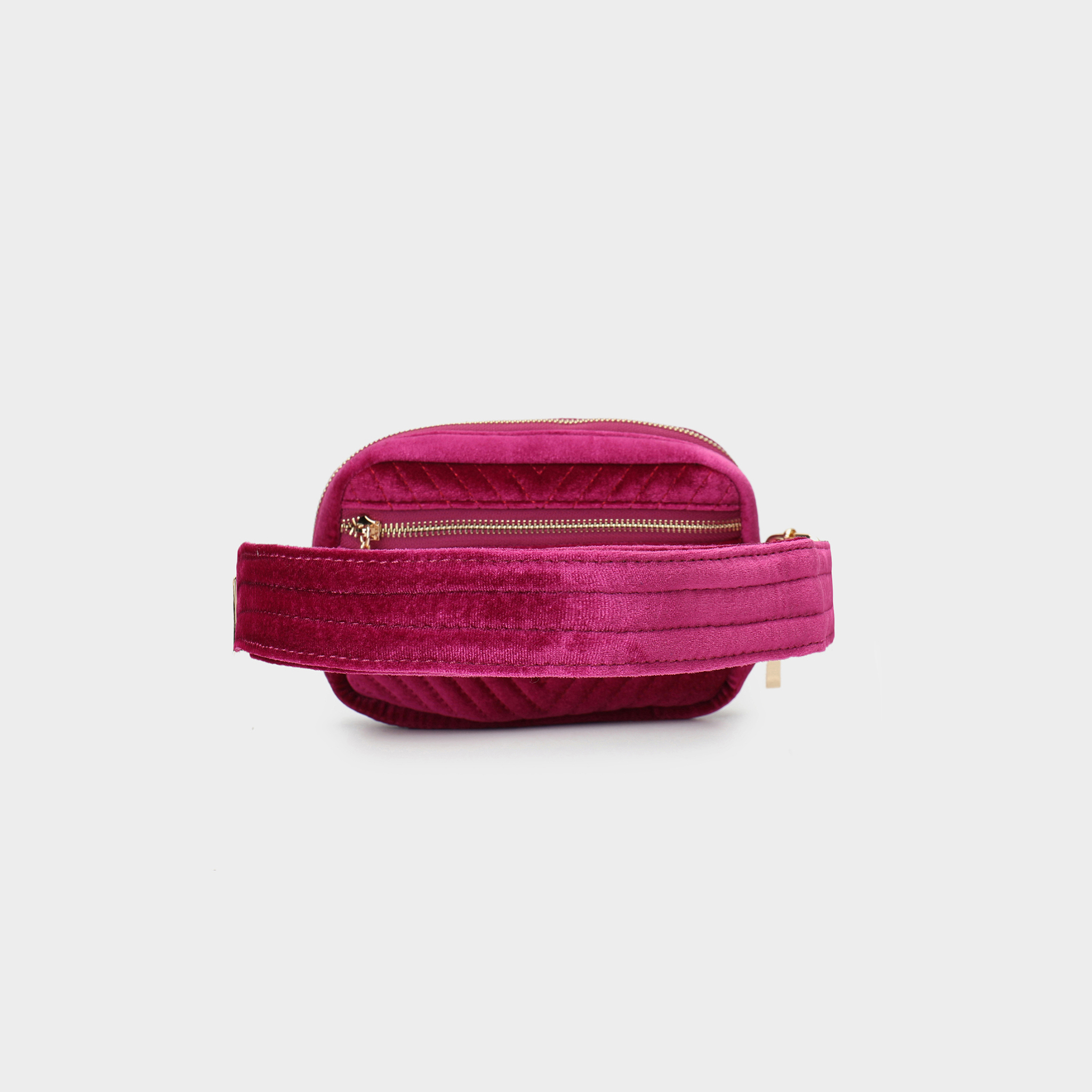 AERIN VELVET QUILTED BELT BAG MAGENTA