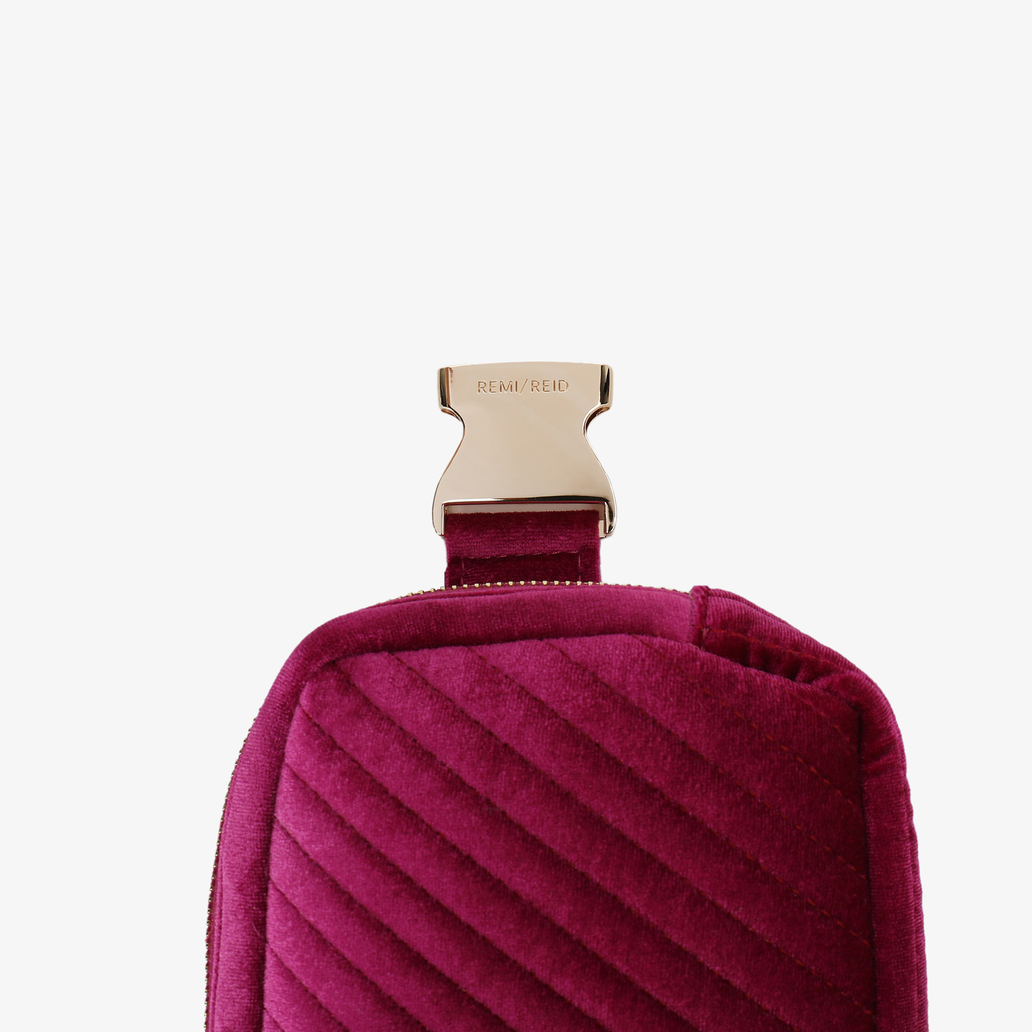 AERIN VELVET QUILTED BELT BAG MAGENTA