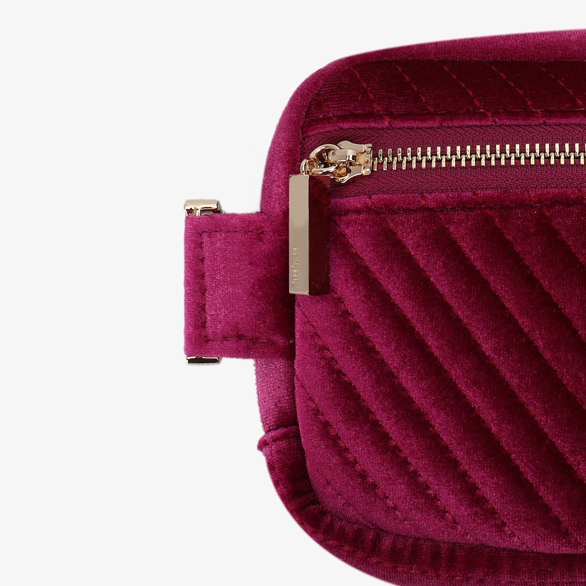 AERIN VELVET QUILTED BELT BAG MAGENTA