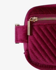 AERIN VELVET QUILTED BELT BAG MAGENTA