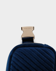 AERIN VELVET QUILTED BELT BAG NAVY