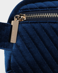 AERIN VELVET QUILTED BELT BAG NAVY