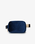 AERIN VELVET QUILTED BELT BAG NAVY