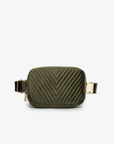 AERIN VELVET QUILTED BELT BAG OLIVE