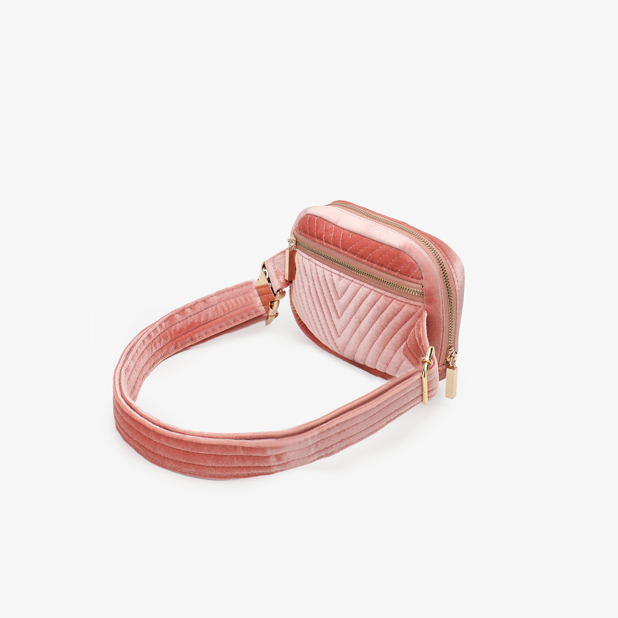 AERIN VELVET QUILTED BELT BAG PINK