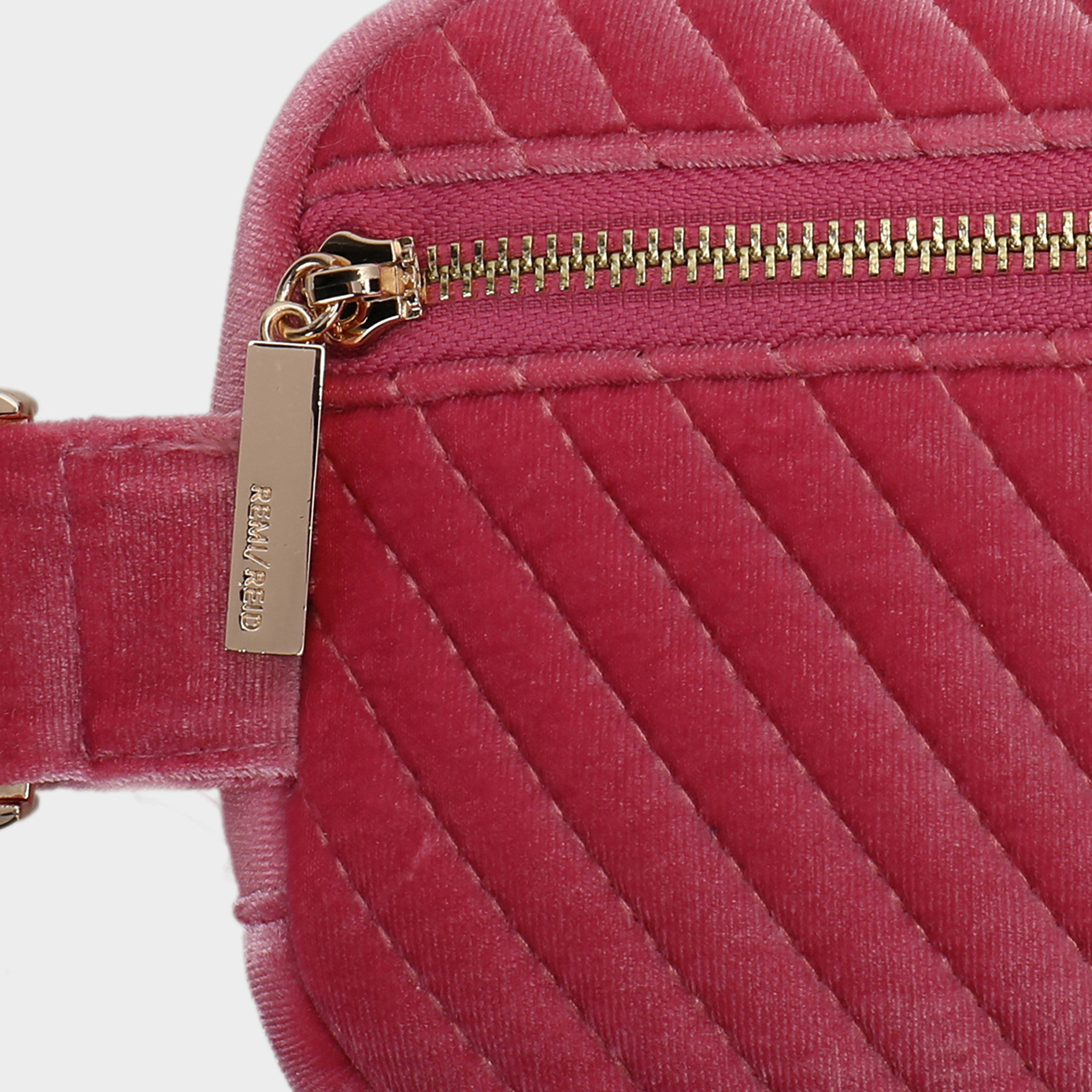 AERIN VELVET QUILTED BELT BAG HOT PINK