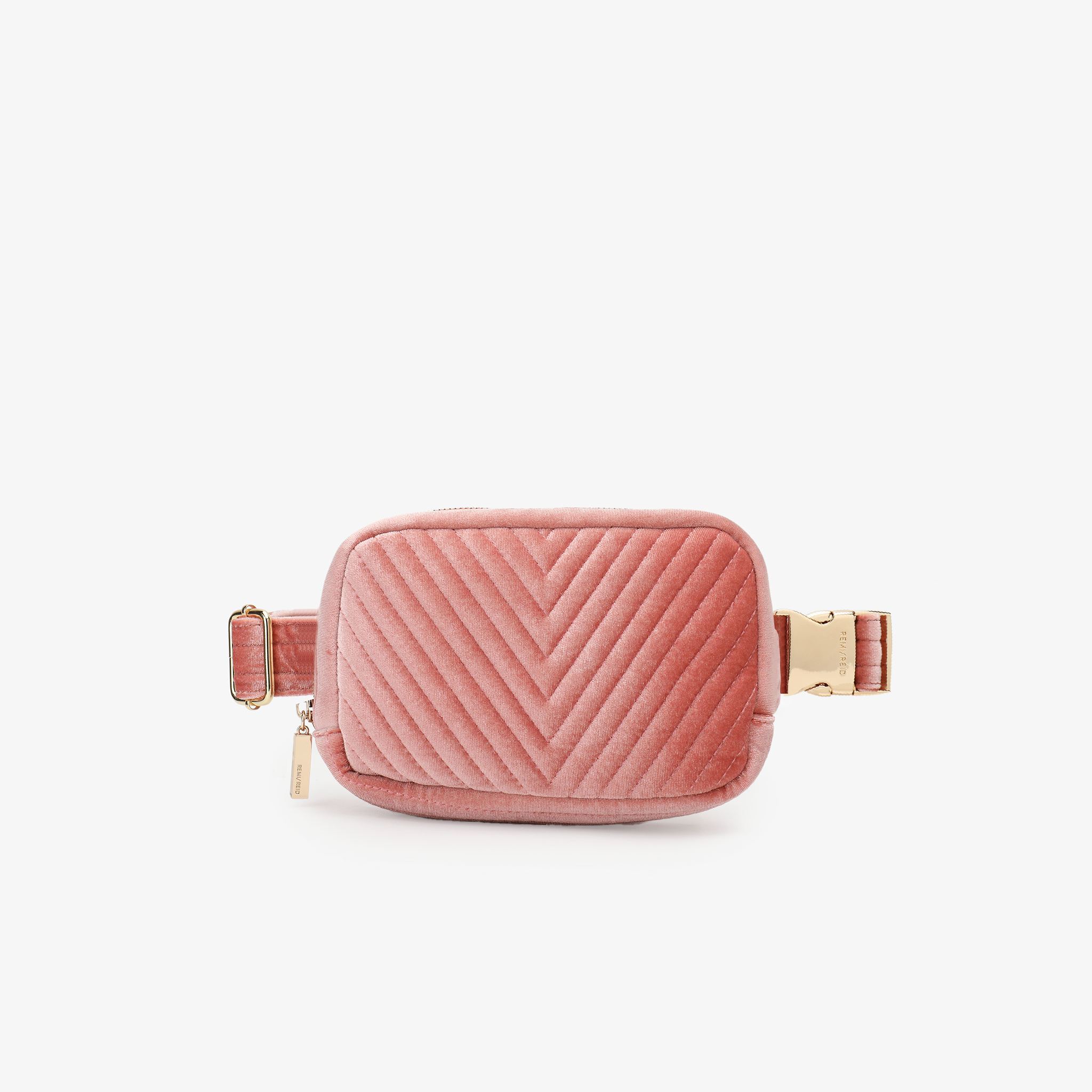 AERIN VELVET QUILTED BELT BAG PINK