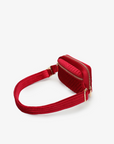 AERIN VELVET QUILTED BELT BAG RED