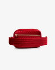 AERIN VELVET QUILTED BELT BAG RED