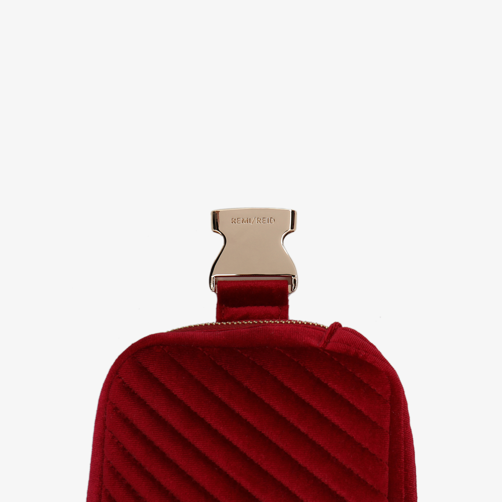 AERIN VELVET QUILTED BELT BAG RED