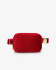 AERIN VELVET QUILTED BELT BAG RED