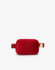 AERIN VELVET QUILTED BELT BAG RED