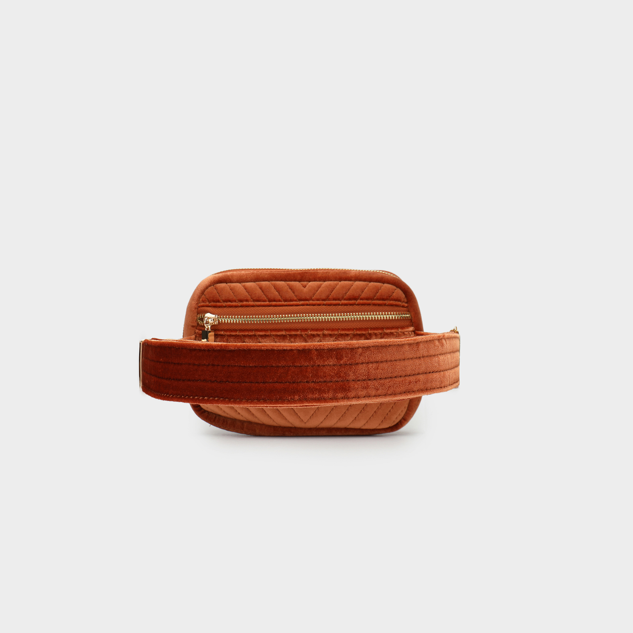 AERIN VELVET QUILTED BELT BAG RUST