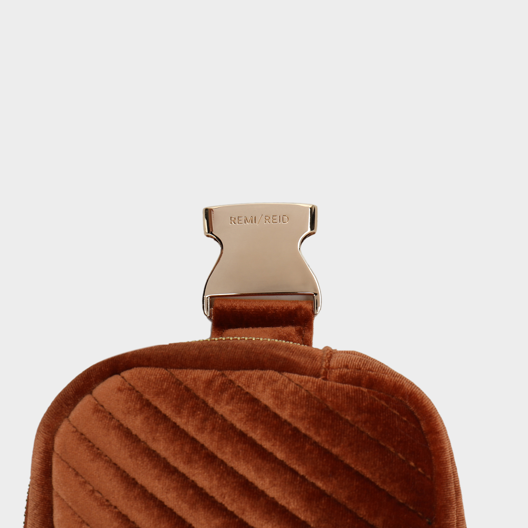 AERIN VELVET QUILTED BELT BAG RUST