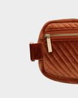 AERIN VELVET QUILTED BELT BAG RUST