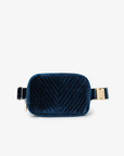 AERIN VELVET QUILTED BELT BAG TEAL