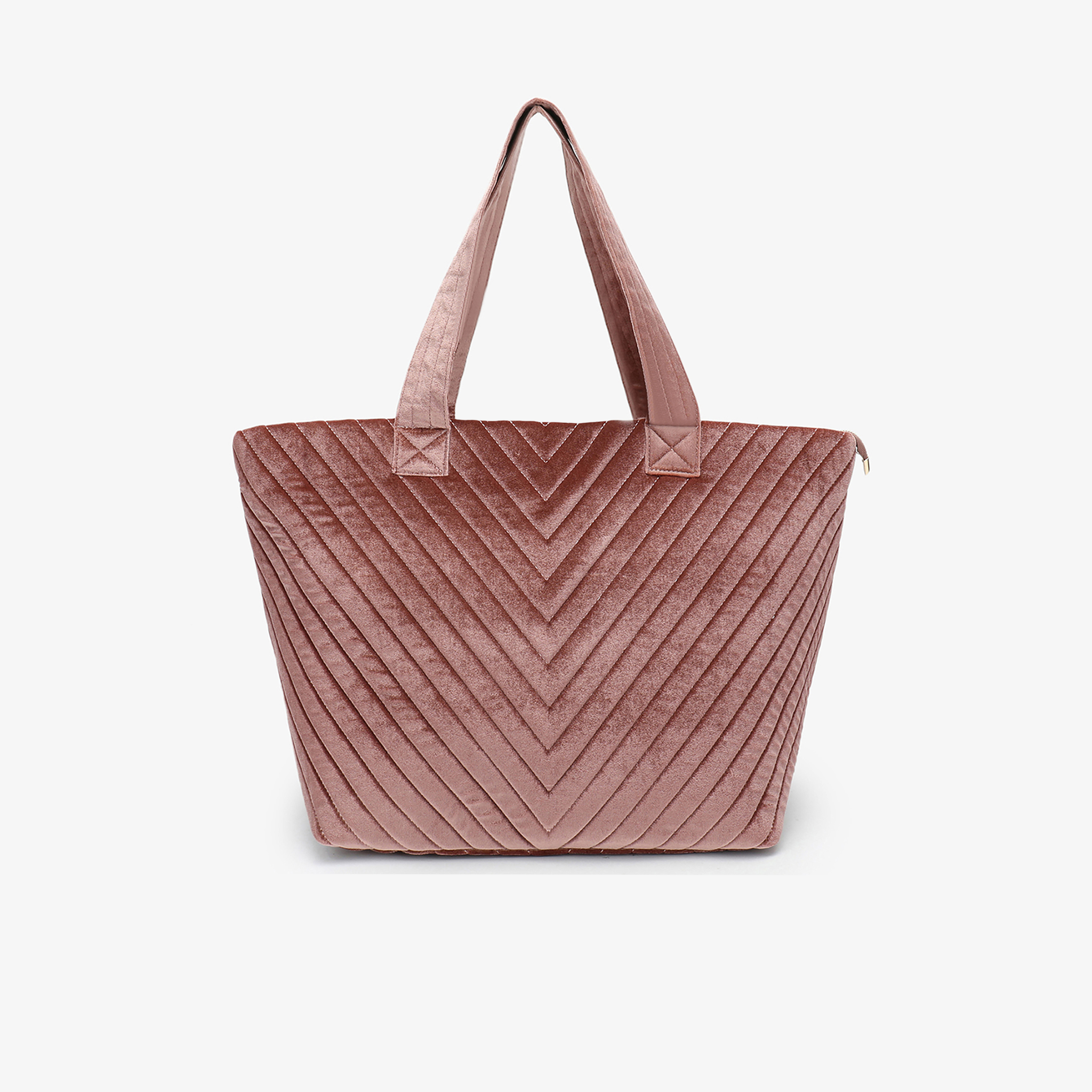 AERIN VELVET QUILTED TOTE DARK ROSE